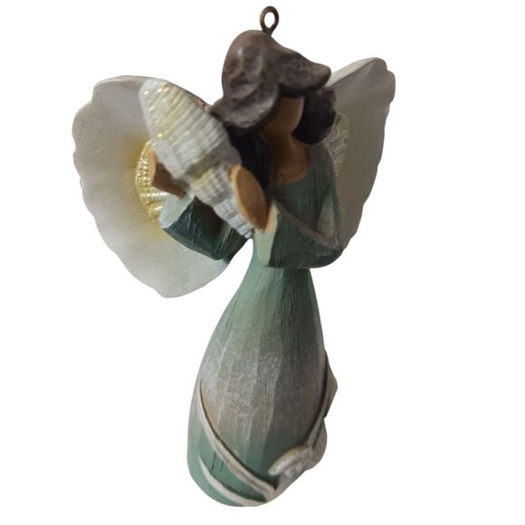 Angels holding Seashell & Sea Horse Angel Figurines Ornaments Set Of 2 - Picture 3 of 7